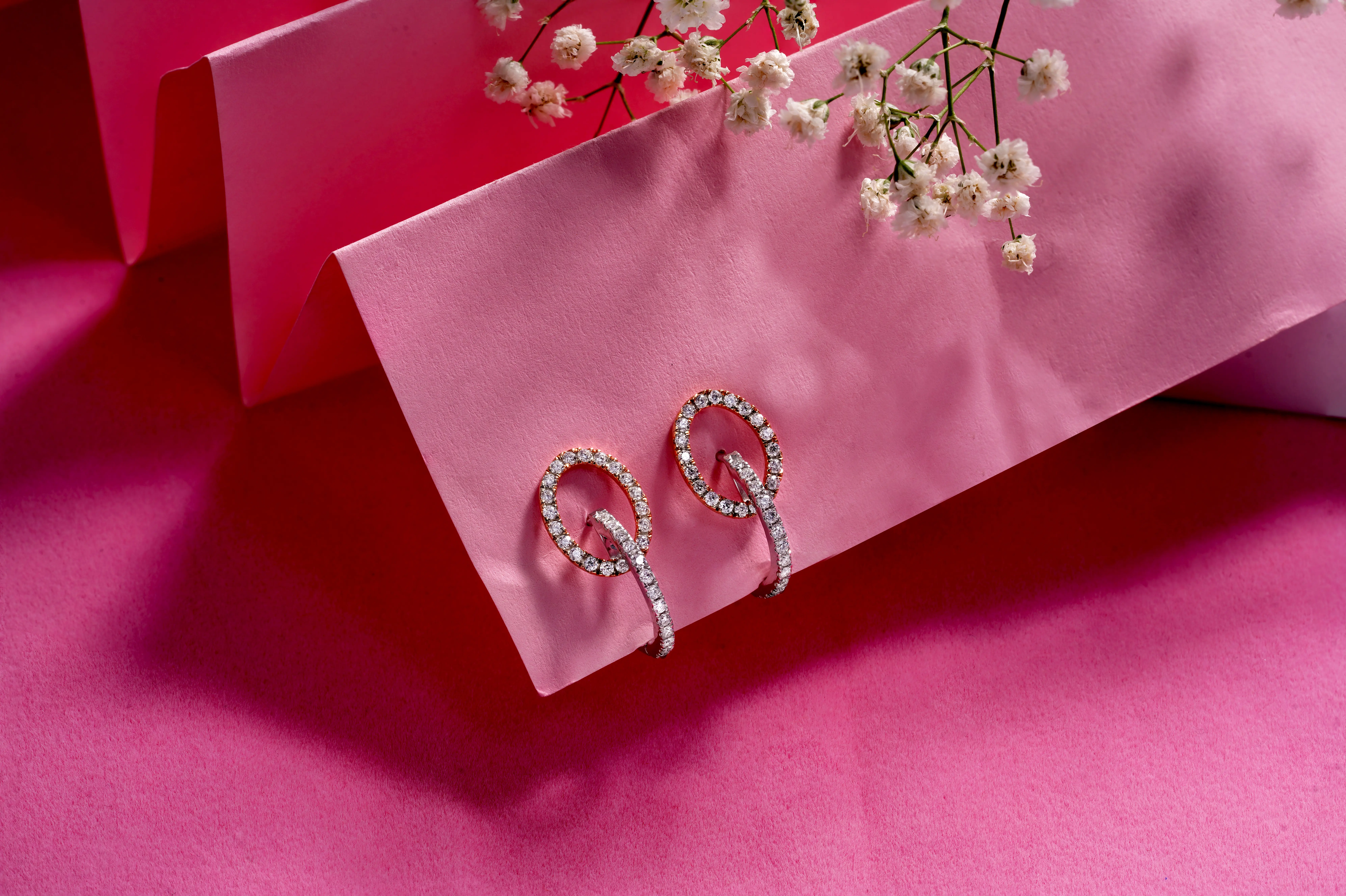 Dual-Tone Diamond Hoop Earrings