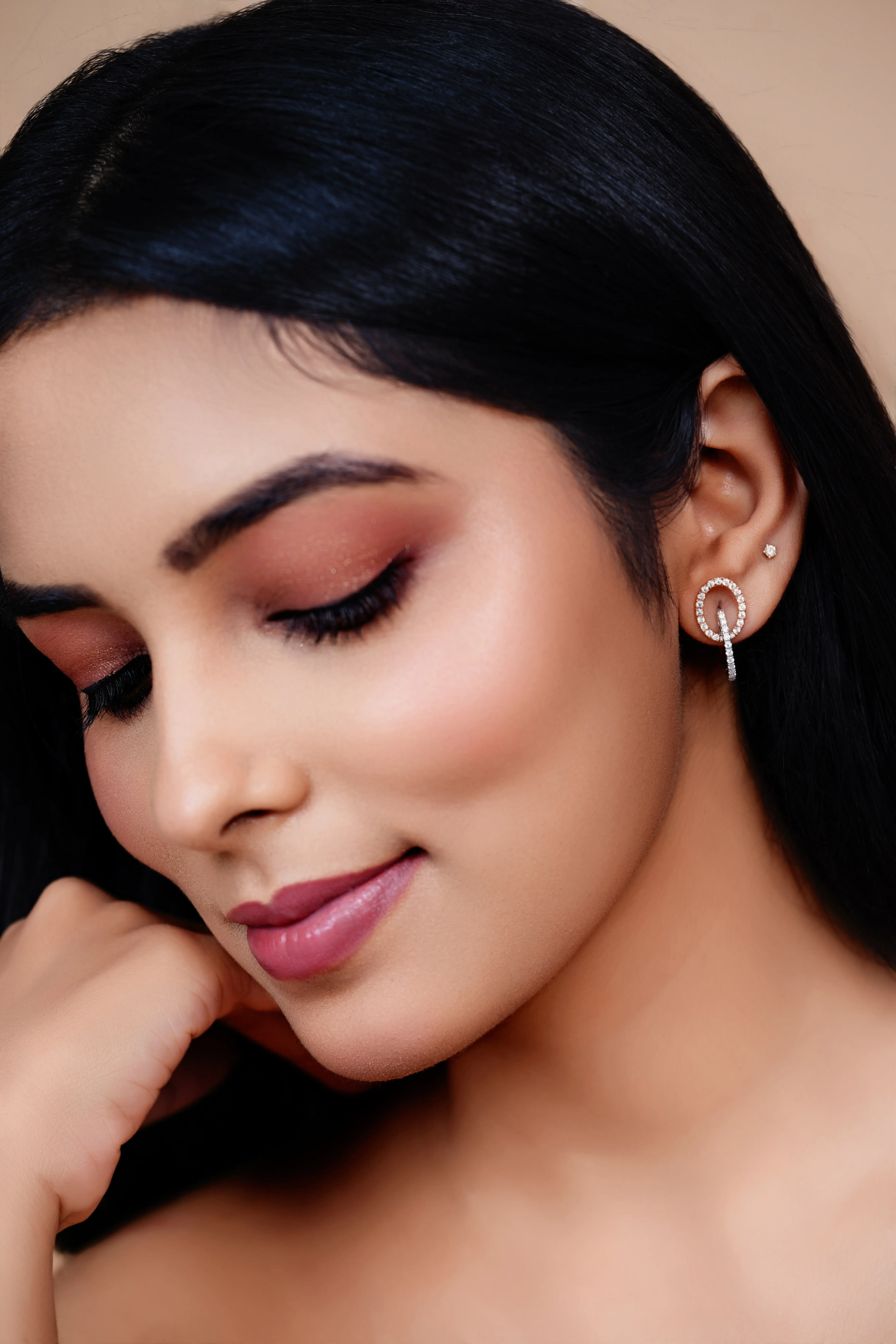 Dual-Tone Diamond Hoop Earrings