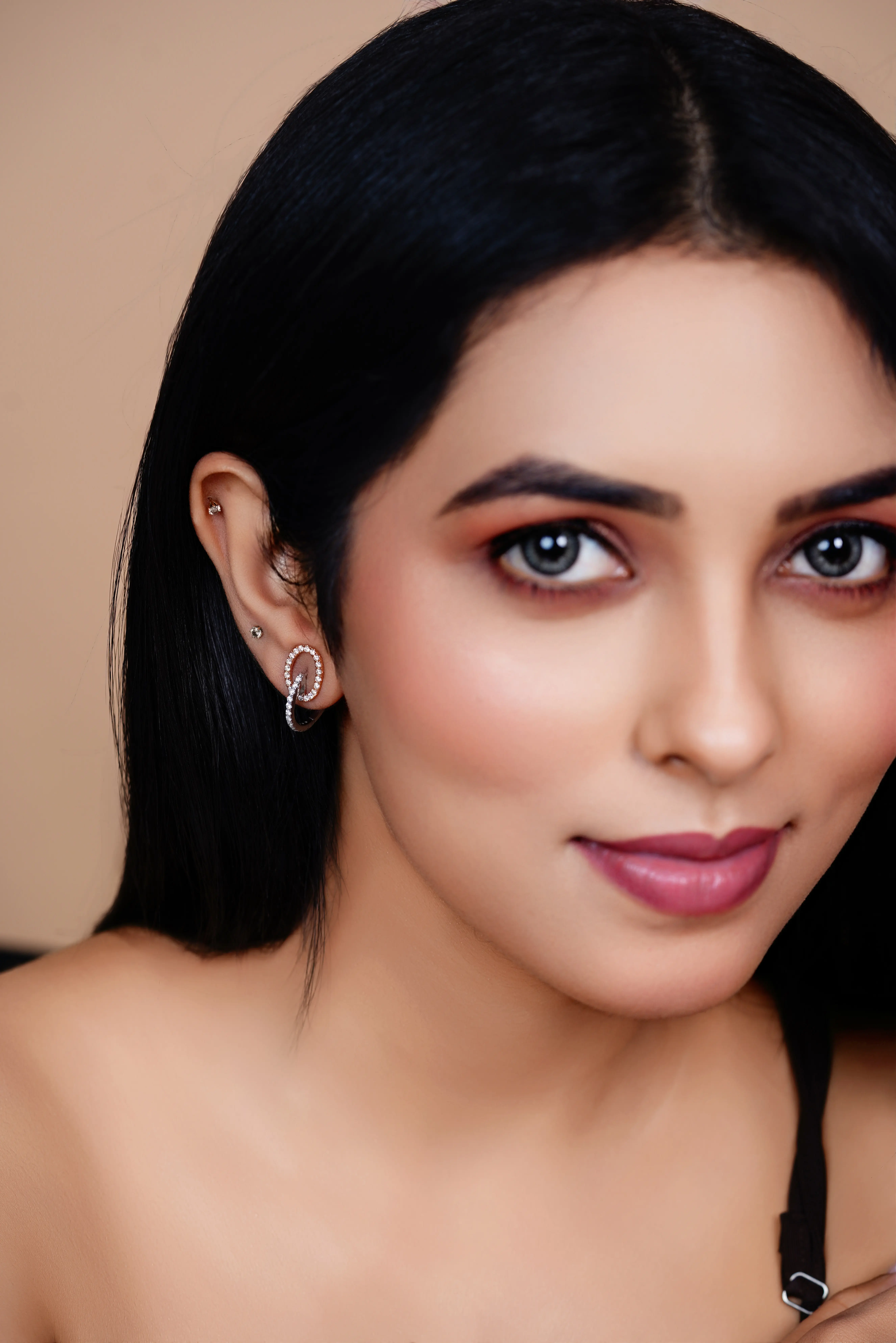 Dual-Tone Diamond Hoop Earrings